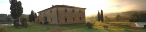 tuscany villa with lake in spring