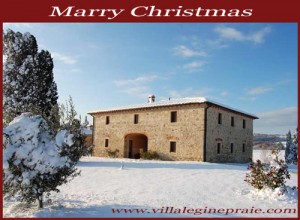 Villa in Tuscany with snow
