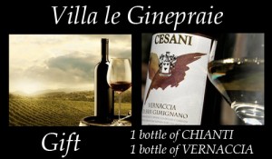 Complimentary Bottle of Chianti and Vernaccia of San Gimignano