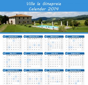 2014 calendar rent villa in Tuscany