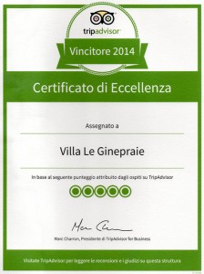 Villa in Tuscasny - certificate of excellence